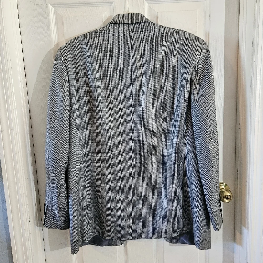 Ralph Ralph Lauren Silk Blue Gray Houndstooth Print Sport Coat Blazer Size 40R